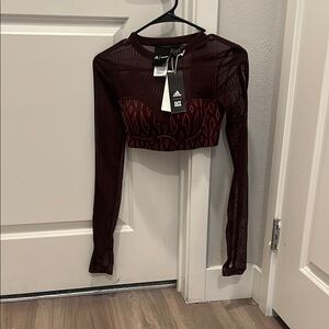 IVY PARK Red Cropped Fitted Blouse